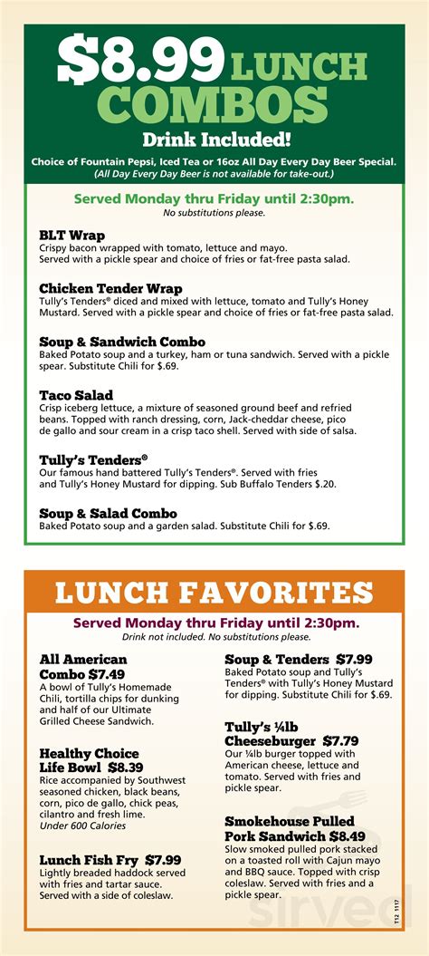 tully's good times menu|tully's lunch menu.